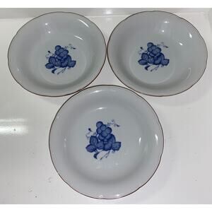 Yumi Katsura Japan Bowls Set 3 Wedding Gift White Blue Gold Trim In Original Box